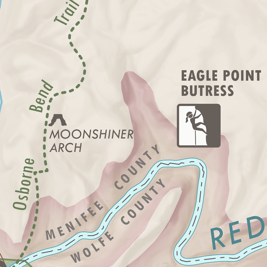 Red River Gorge Climbing Map Poster