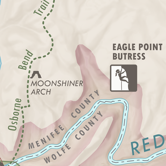 Red River Gorge Climbing Map Poster