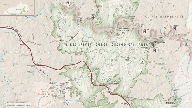 Red River Gorge Climbing Map Poster